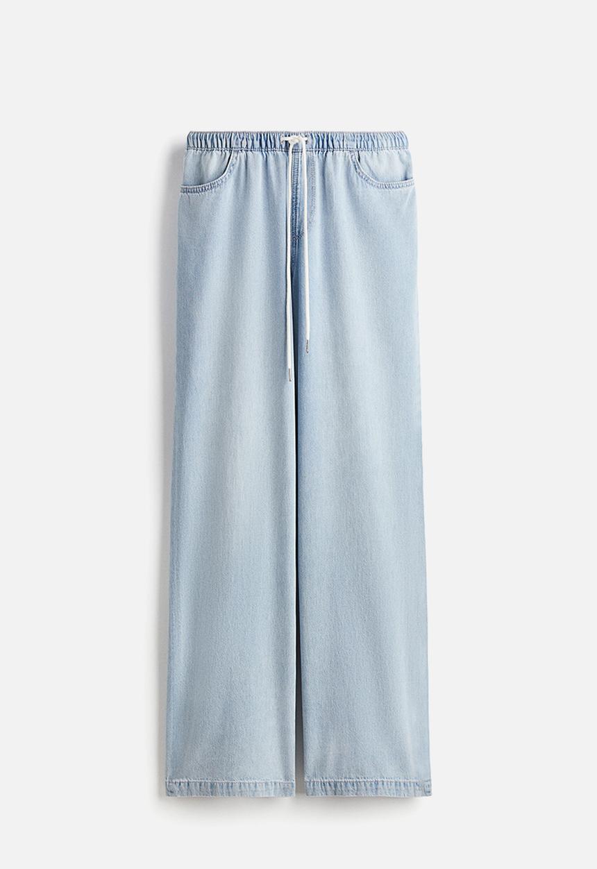 H&M - Denim drawstring trousers - pale denim blue
