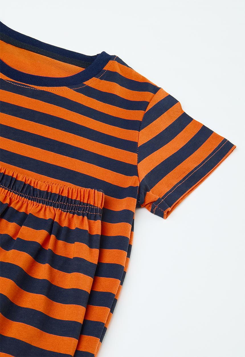 Pop Candy - Striped tee with matching shorts - navy/orange
