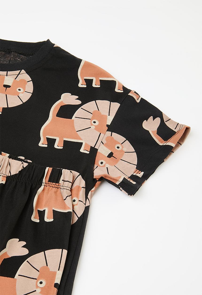Pop Candy - Lion all-over-print tee with matching shorts - black