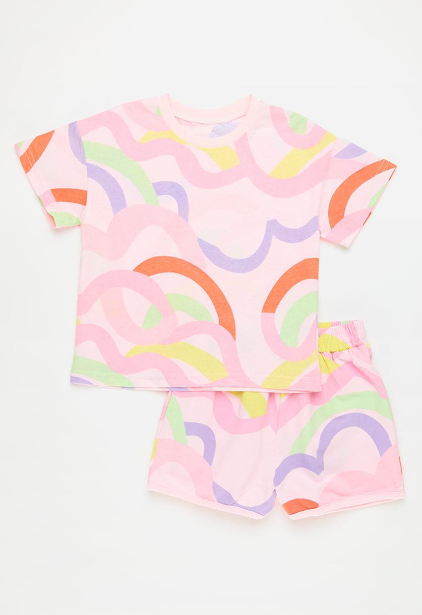 Pop Candy - Abstract pattern tee with matching shorts - pink