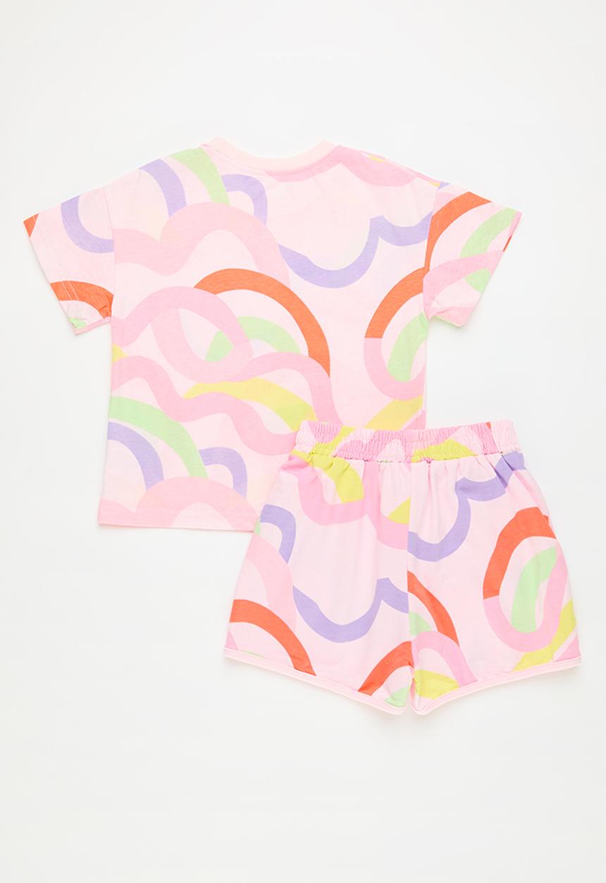 Pop Candy - Abstract pattern tee with matching shorts - pink