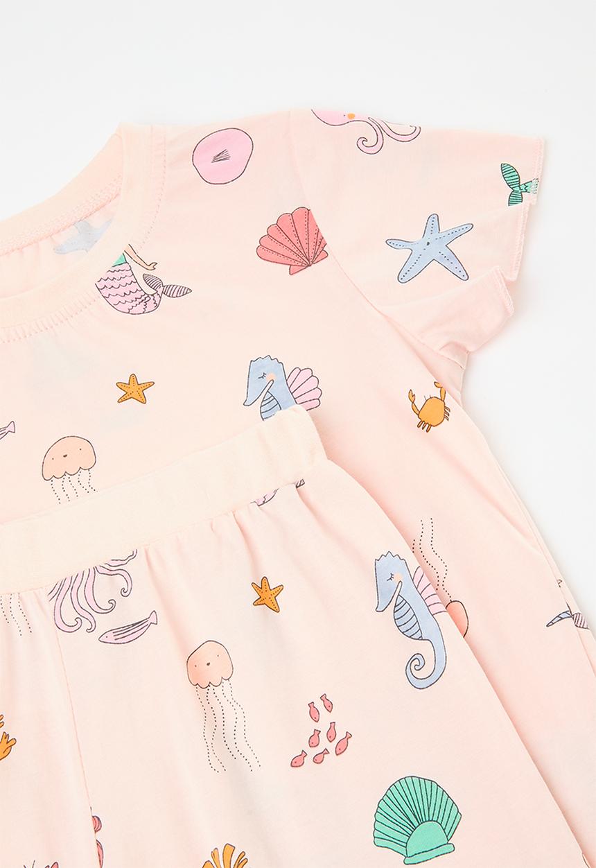 Pop Candy - Sea life theme printed tee and shorts - pink
