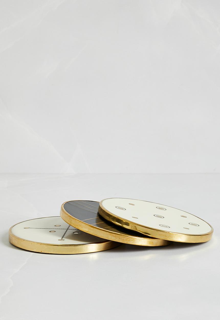 Excellent Houseware - Polyresin coaster set of 6 - black & white