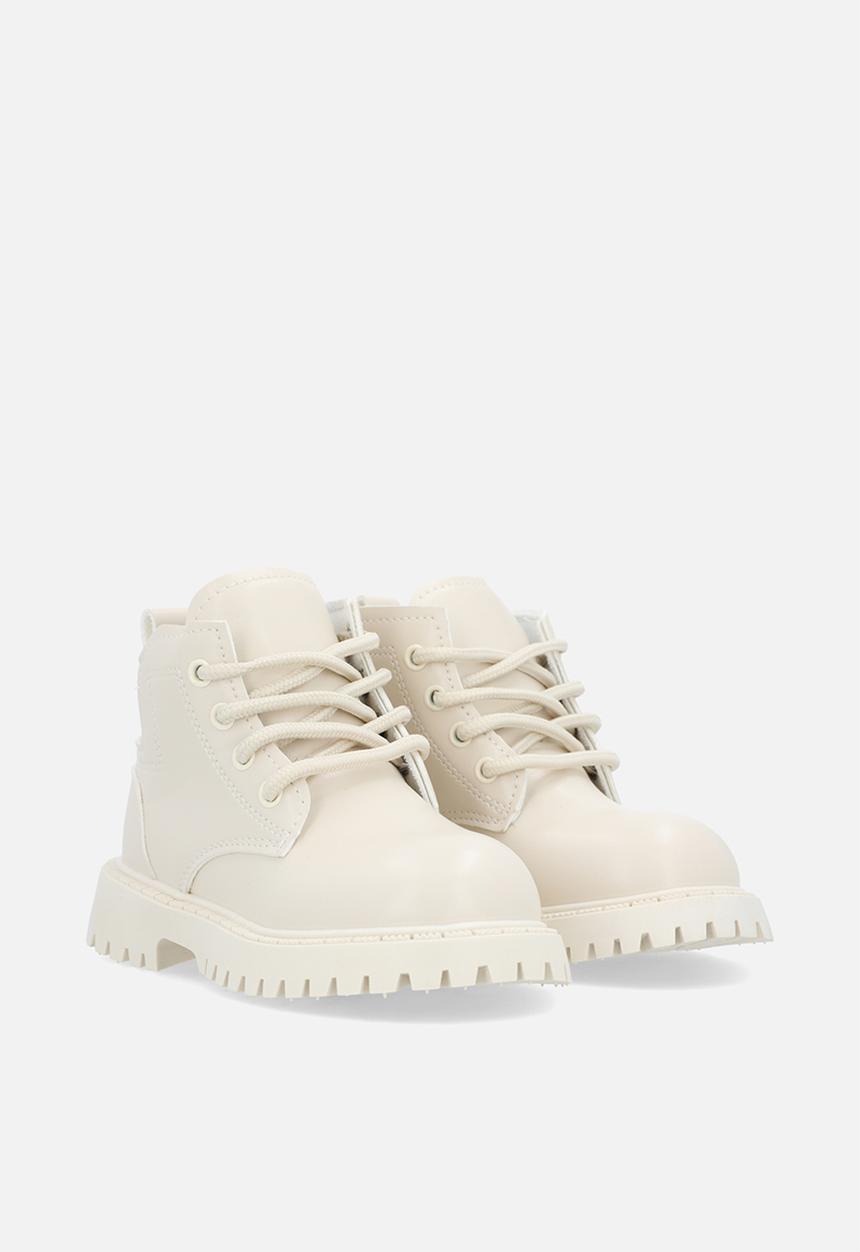 Pop Candy - PU lace-up boots - ivory