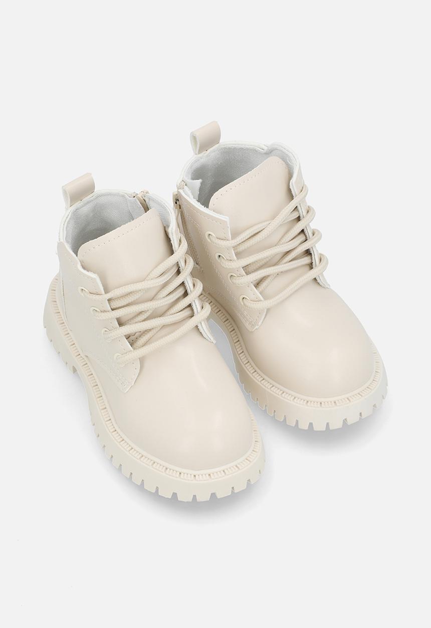 Pop Candy - PU lace-up boots - ivory