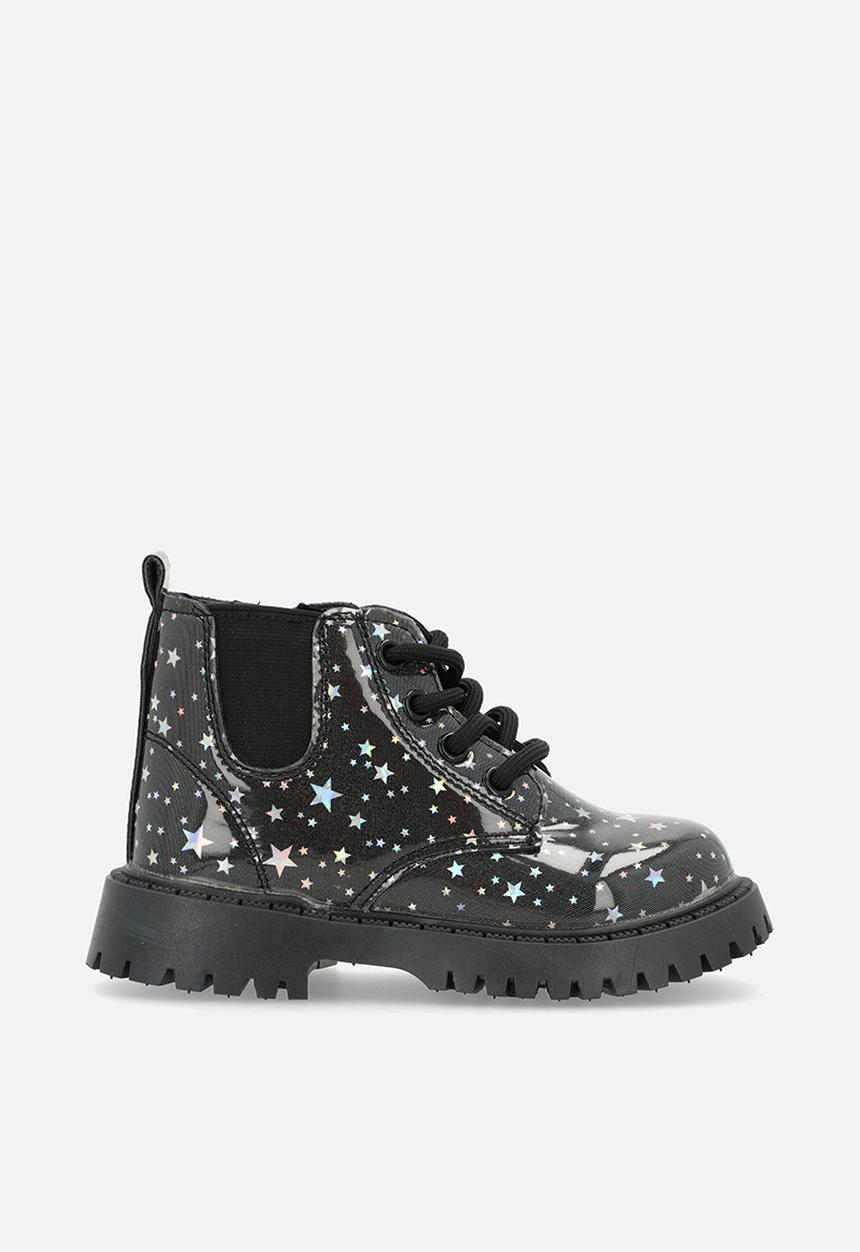 Pop Candy - Star printed boots - black