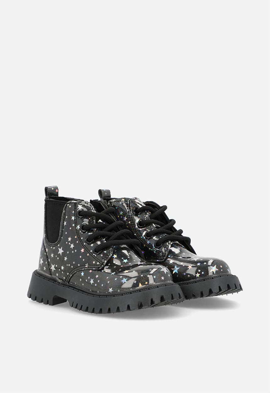 Pop Candy - Star printed boots - black