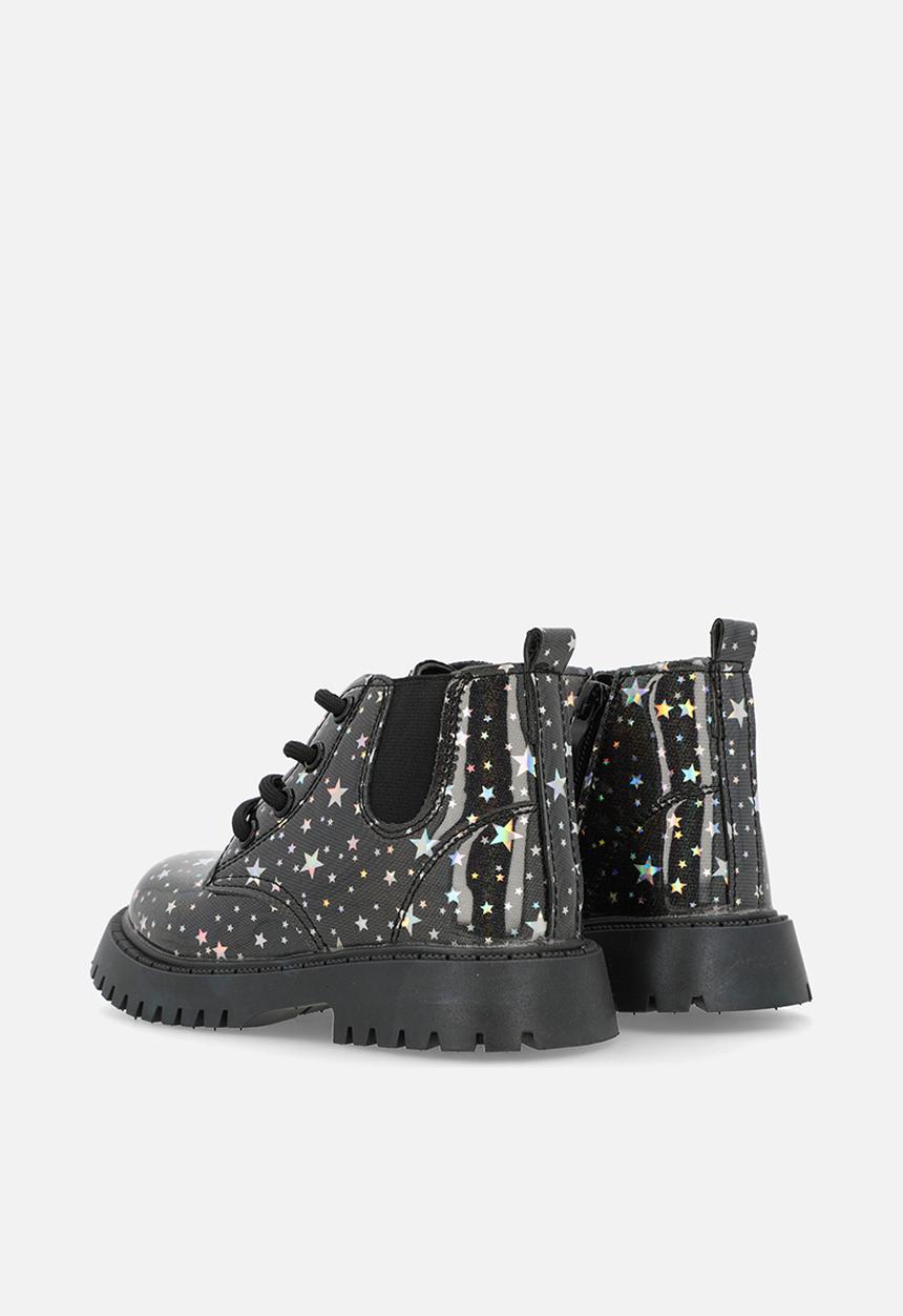Pop Candy - Star printed boots - black