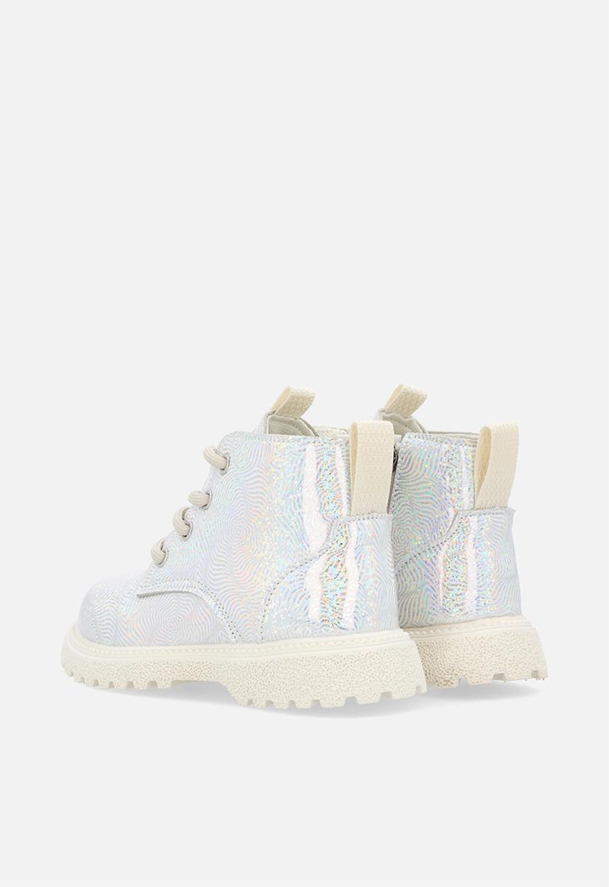 Pop Candy - Lace up boot - silver/cream