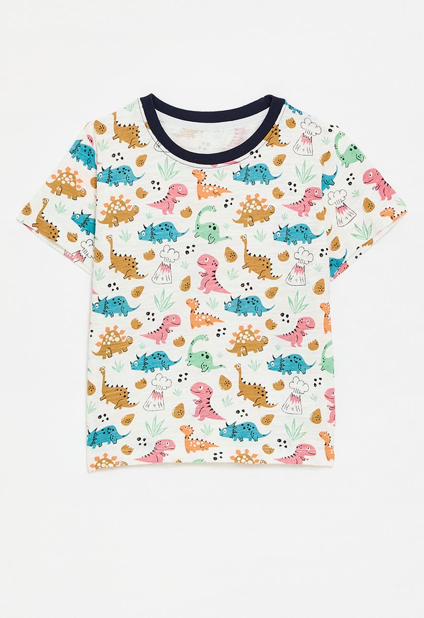 Pop Candy - Dino all-over print tee - white/navy