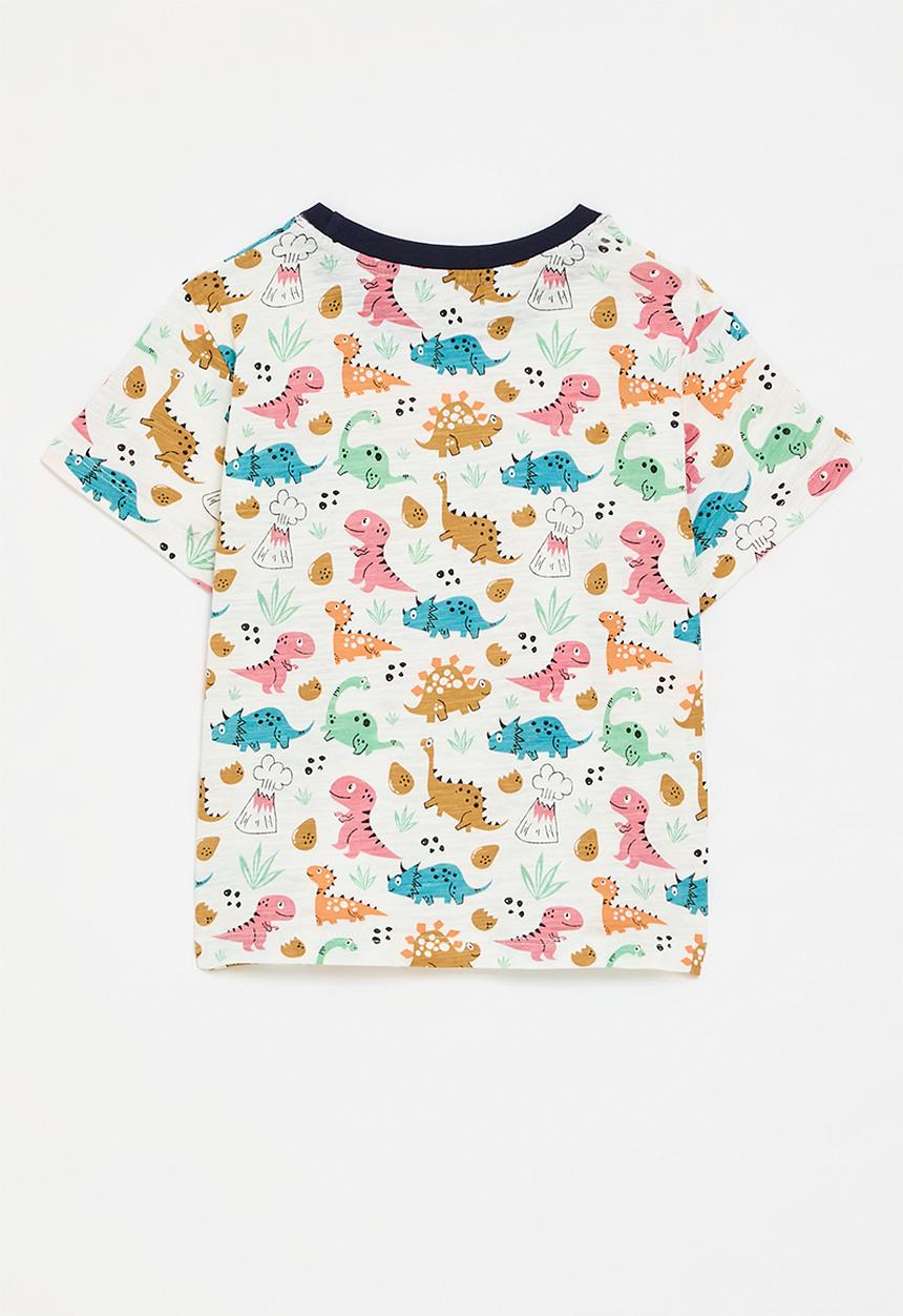 Pop Candy - Dino all-over print tee - white/navy