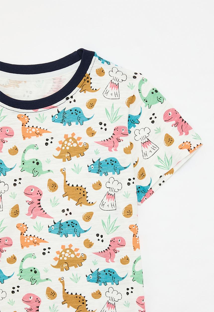 Pop Candy - Dino all-over print tee - white/navy