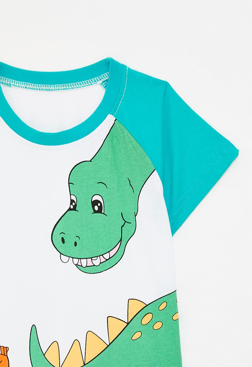 Pop Candy - Dino graphic raglan tee - blue/white