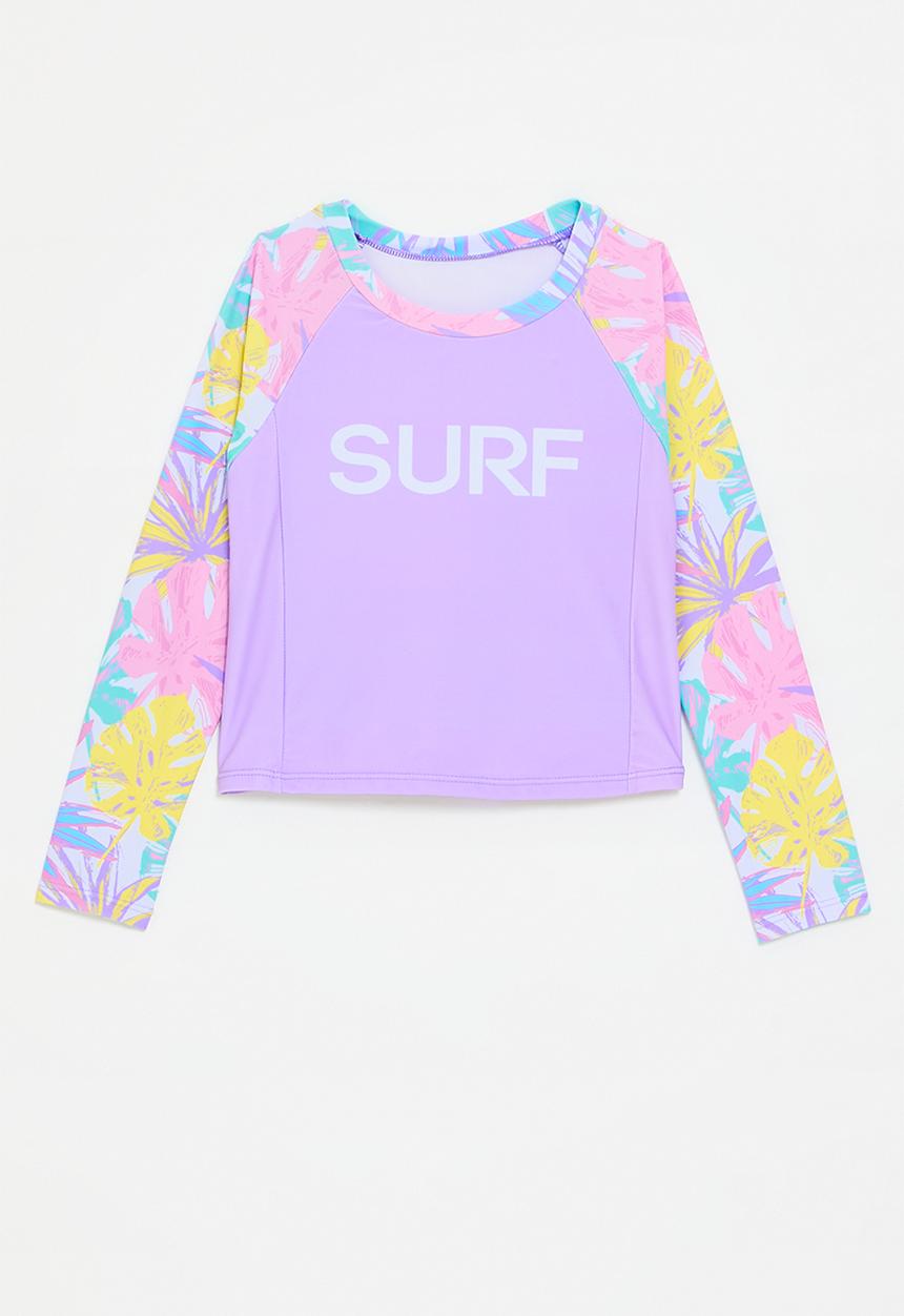 Pop Candy - Crop rash vest - lilac/tropical