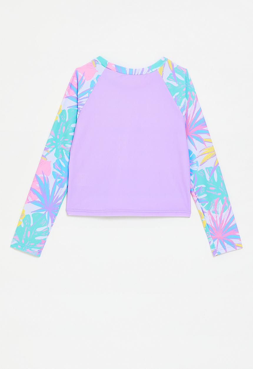 Pop Candy - Crop rash vest - lilac/tropical