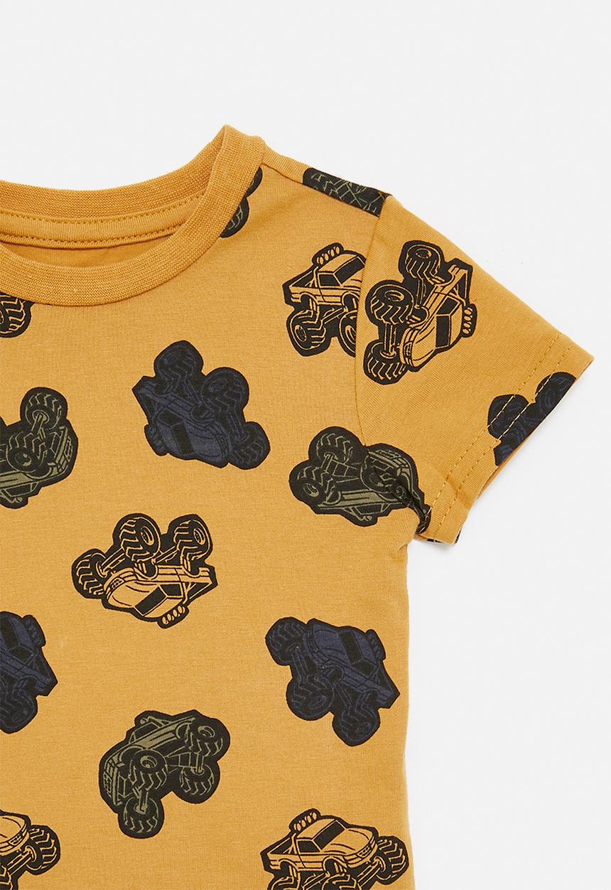 Pop Candy - All-over-print monster truck tee - mustard