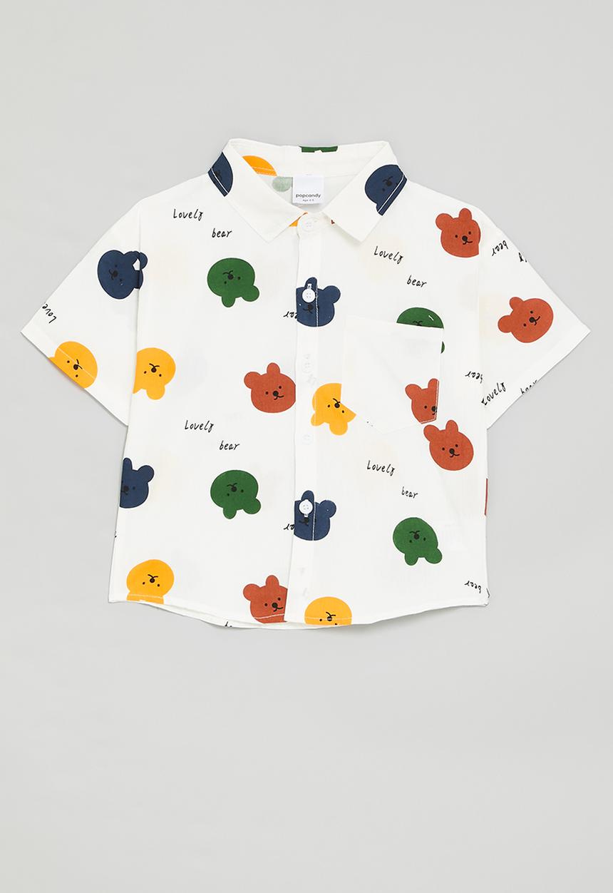 Pop Candy - Bear all-over-print shirt - white
