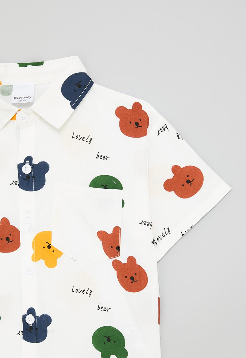 Pop Candy - Bear all-over-print shirt - white