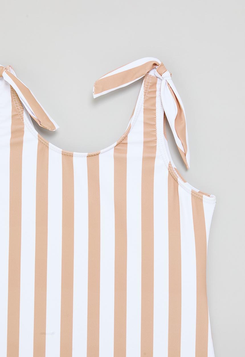 Pop Candy - One piece swimsuit - light tan stripes