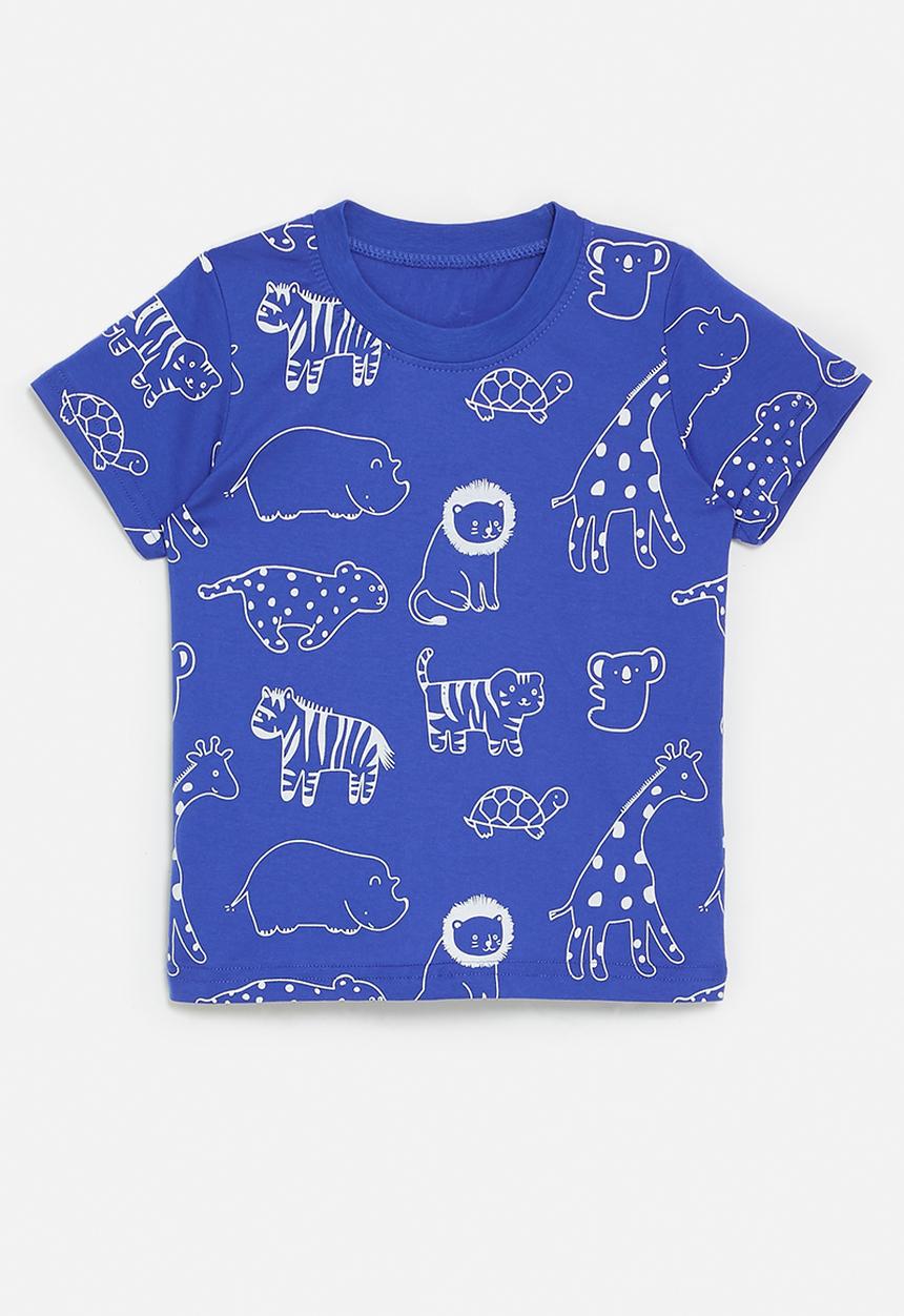 Pop Candy - Wild animal graphic tee - royal blue