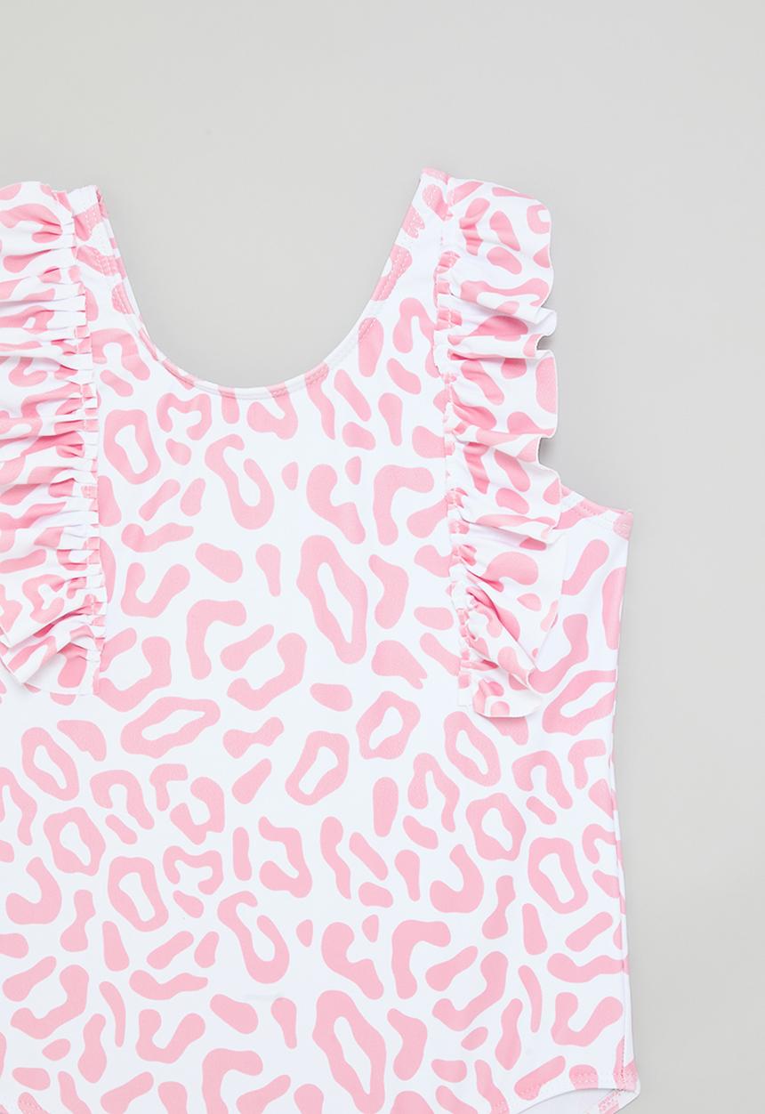 Pop Candy - Animal print one piece swimsuit - white & pink leopard