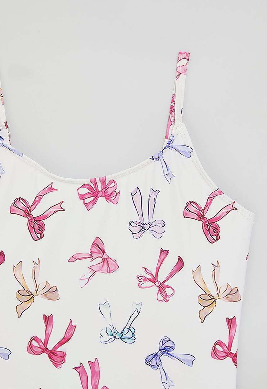 Pop Candy - Bow all-over-print swimsuit - off white