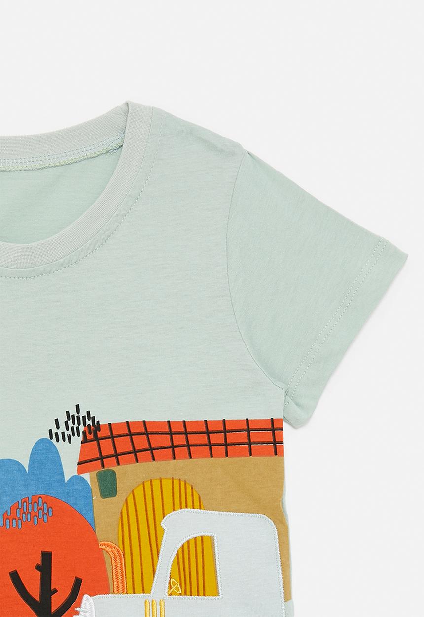 Pop Candy - Farm life graphic tee - light sage green