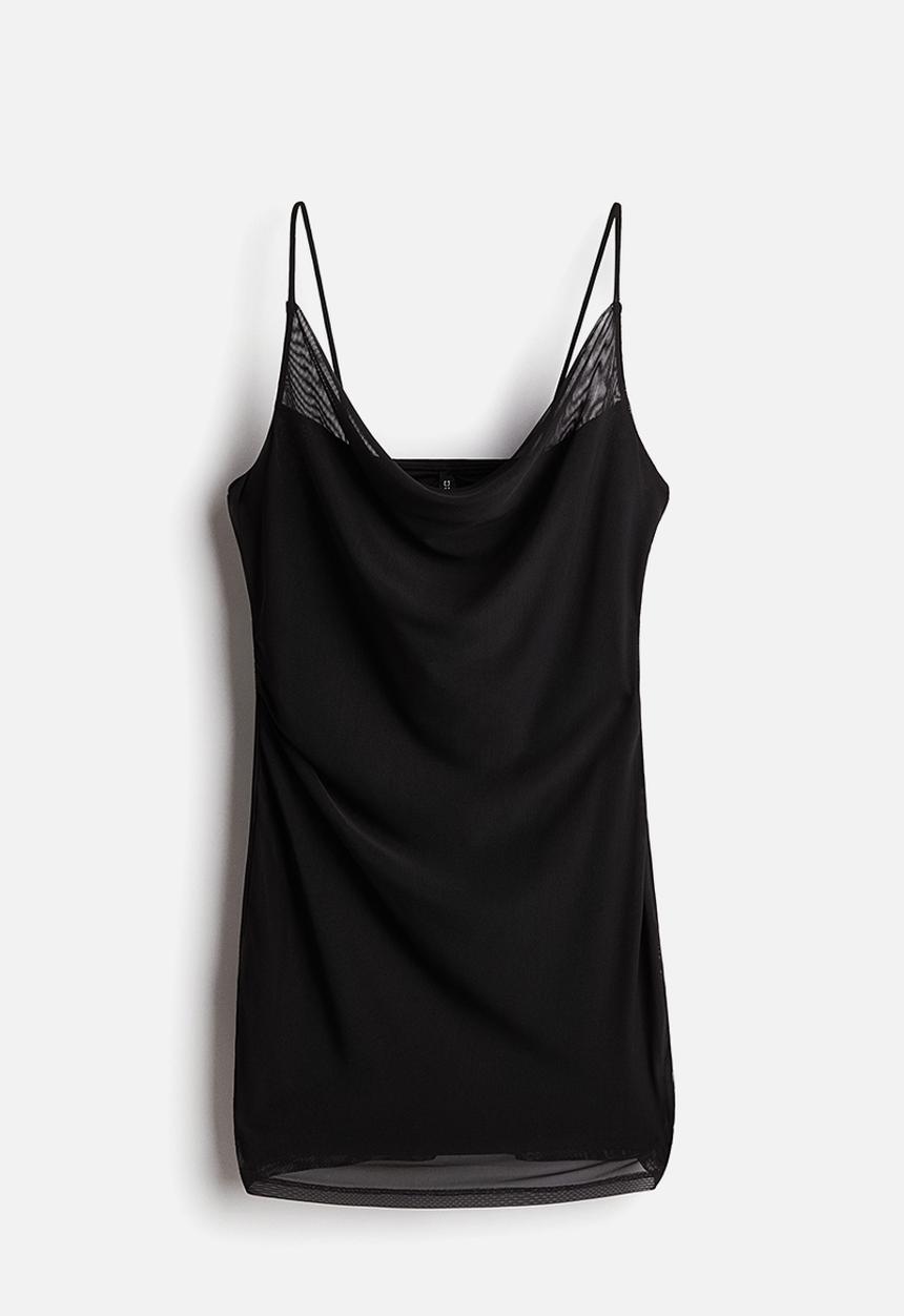 H&M - Draped mesh dress - black