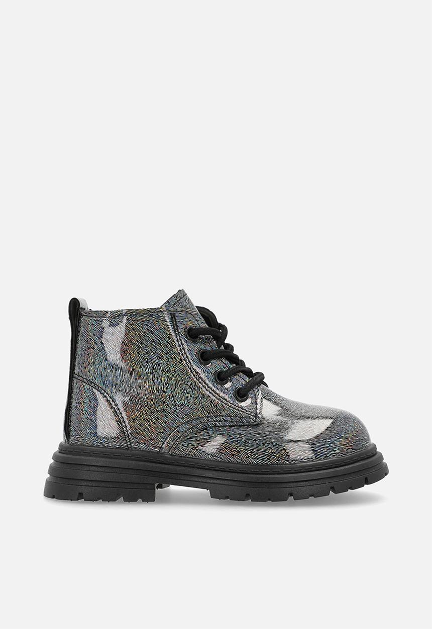 Pop Candy - Glitter boots - gunmetal silver/black