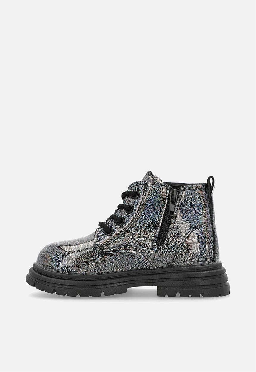 Pop Candy - Glitter boots - gunmetal silver/black