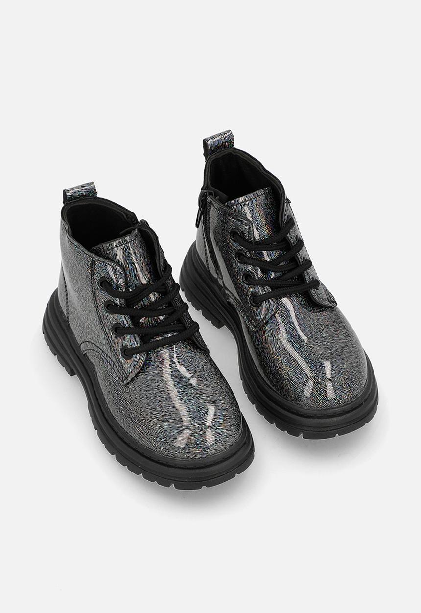 Pop Candy - Glitter boots - gunmetal silver/black