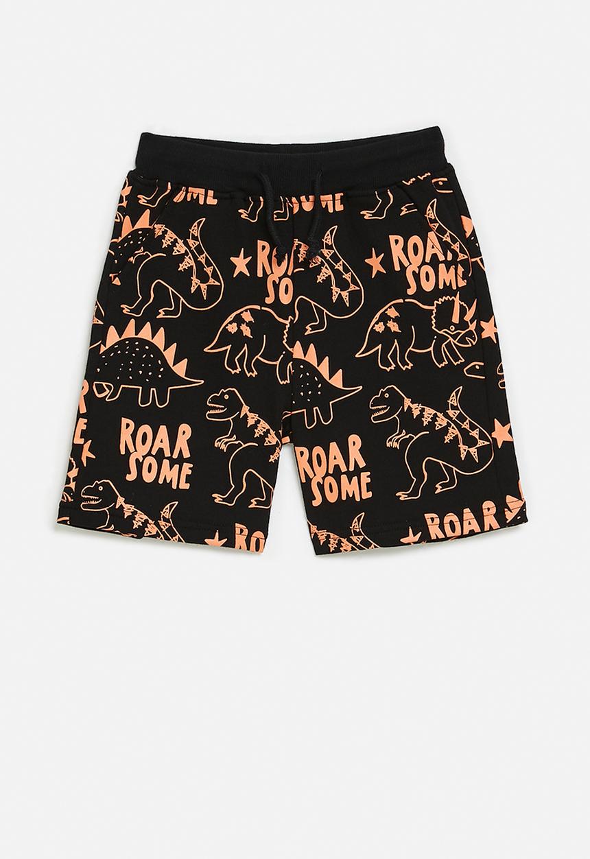 Pop Candy - Slogan and dino graphic shorts - black/roarsome