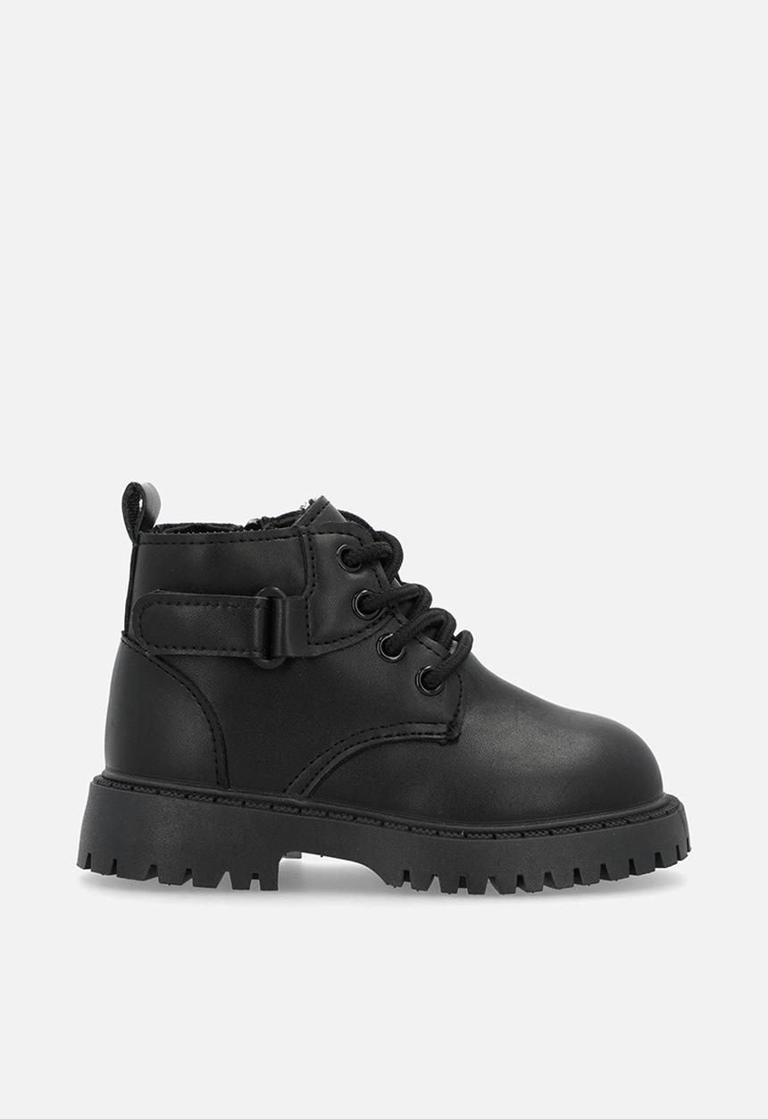 Pop Candy - Lace-up boots with mock strap - black