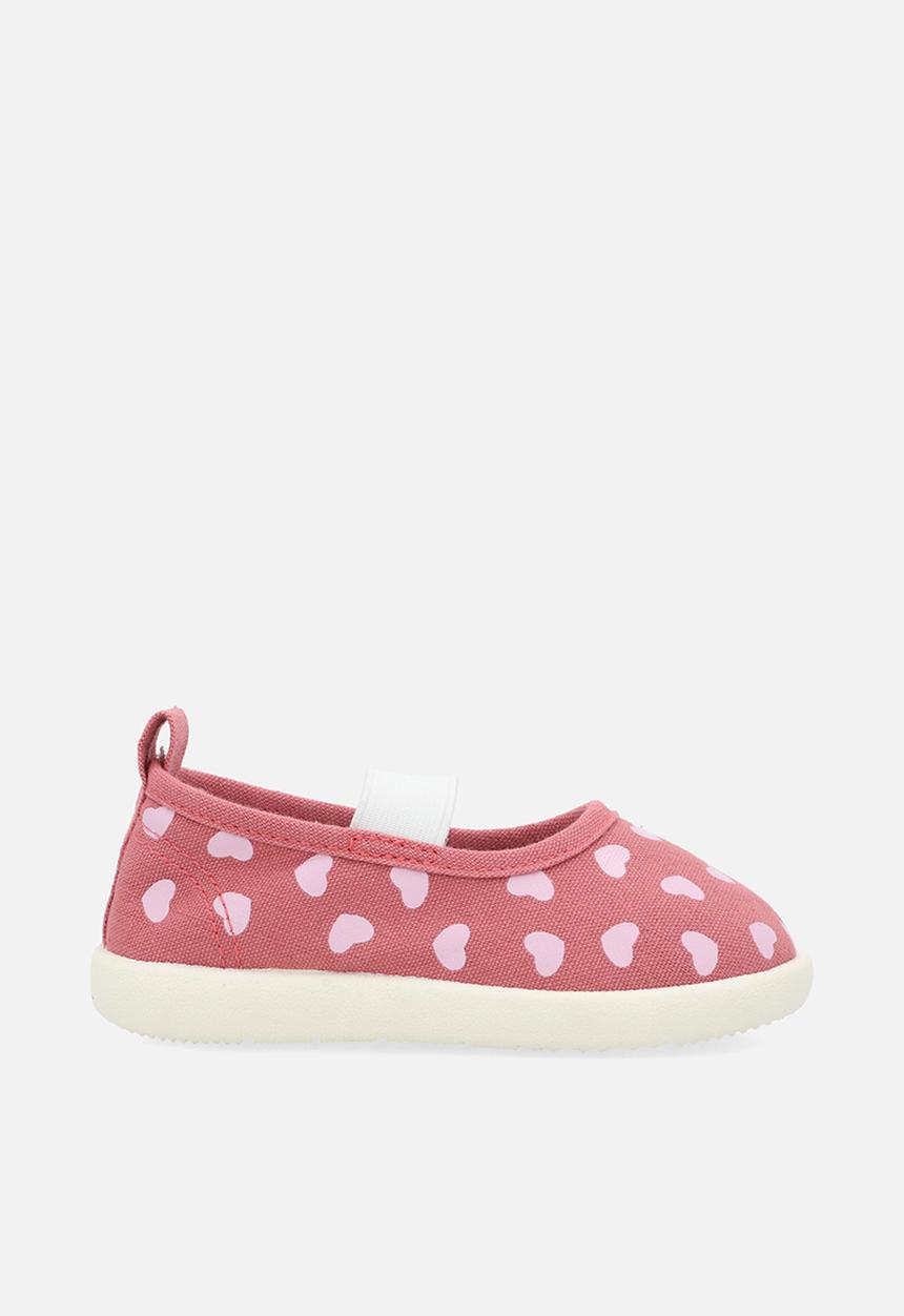 Pop Candy - Heart aop slip-on sneakers with strap - dark pink