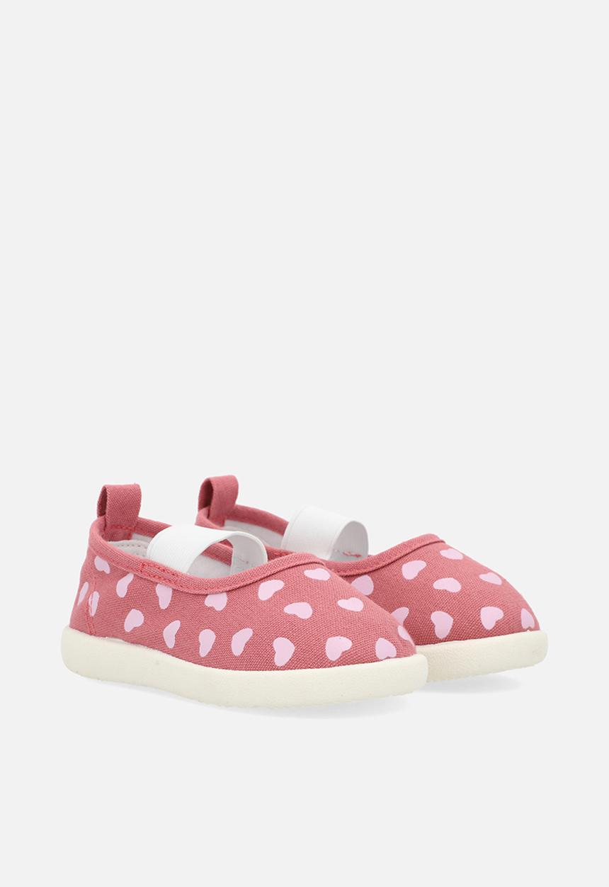 Pop Candy - Heart aop slip-on sneakers with strap - dark pink
