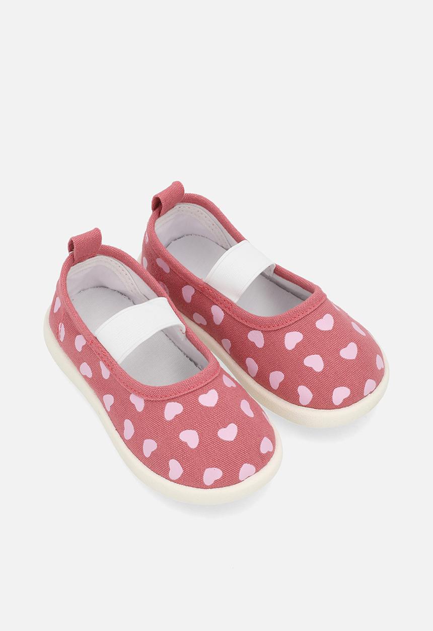 Pop Candy - Heart aop slip-on sneakers with strap - dark pink