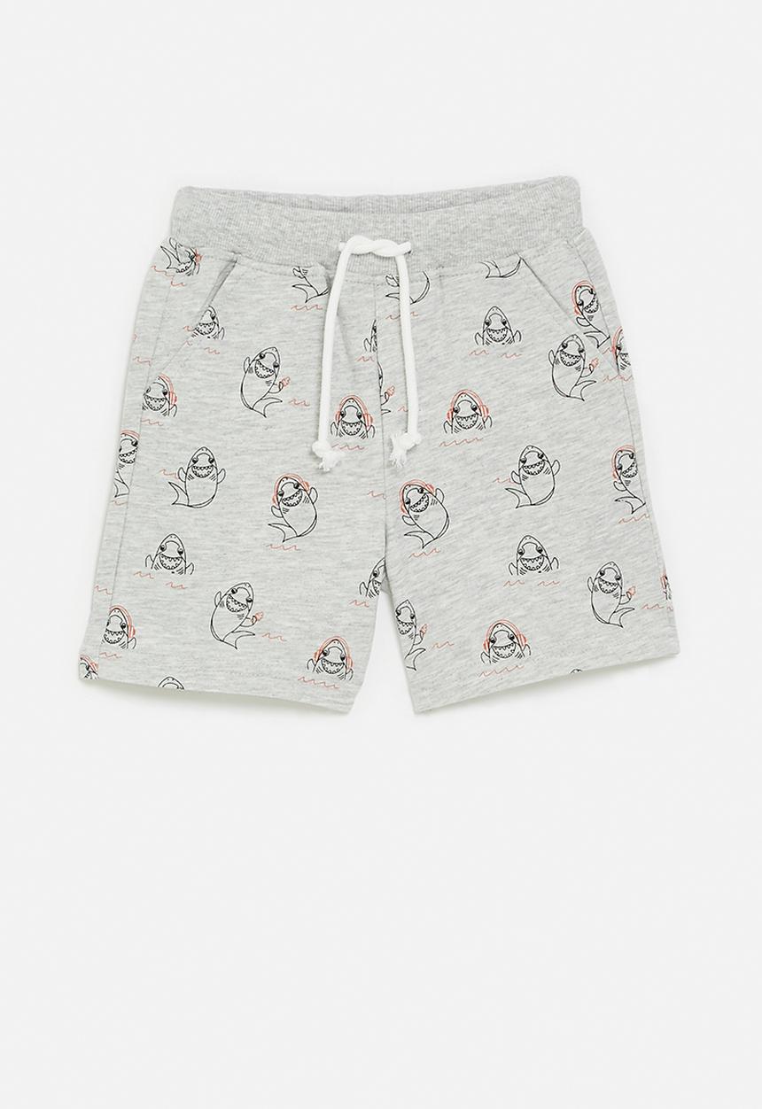 Pop Candy - Shark all-over print shorts - light grey