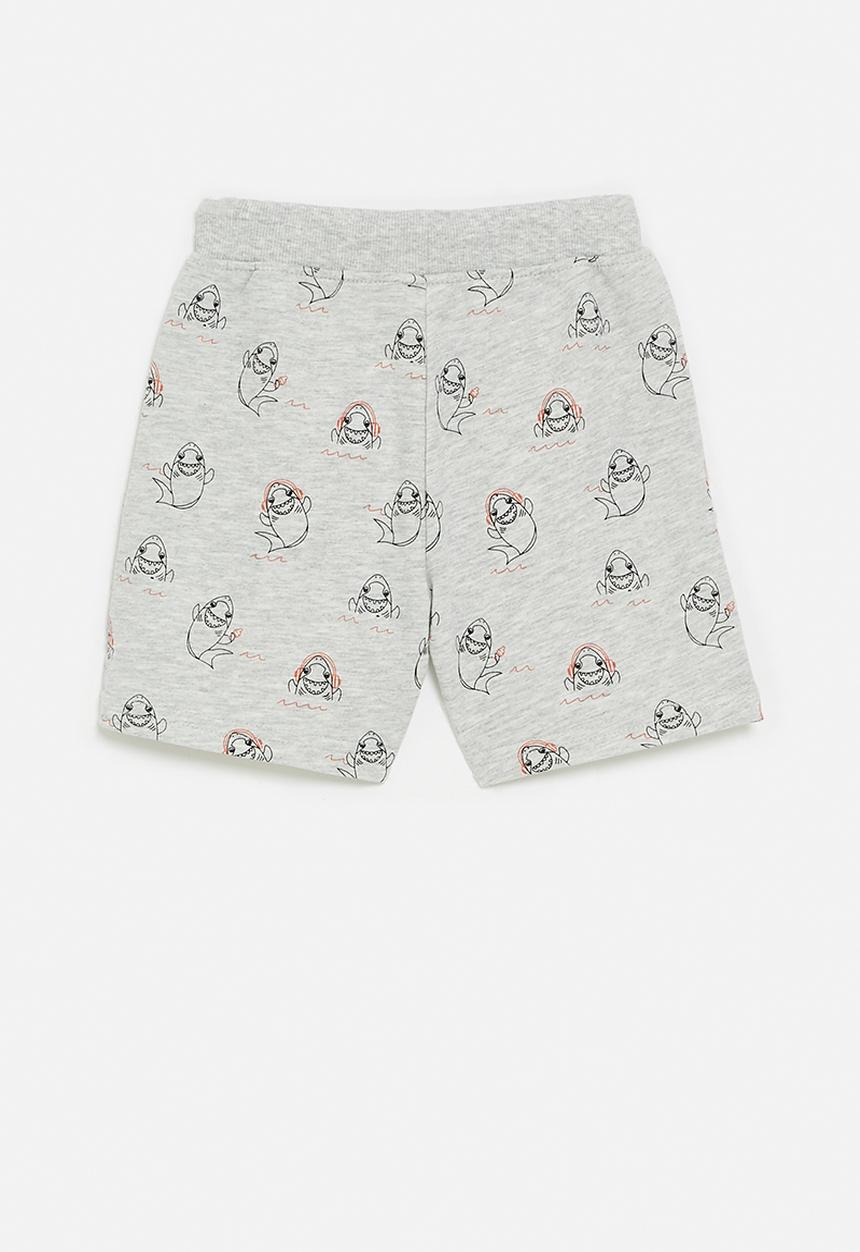 Pop Candy - Shark all-over print shorts - light grey