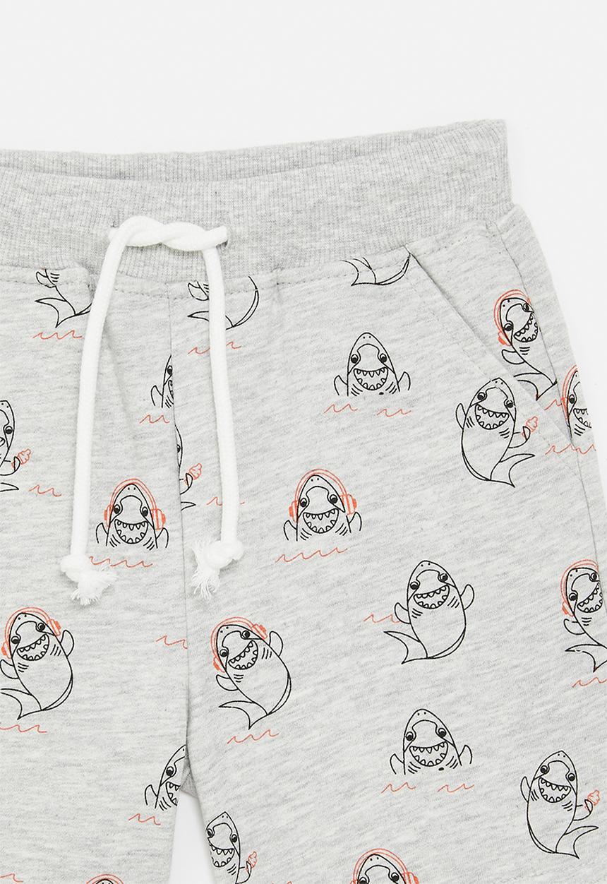 Pop Candy - Shark all-over print shorts - light grey