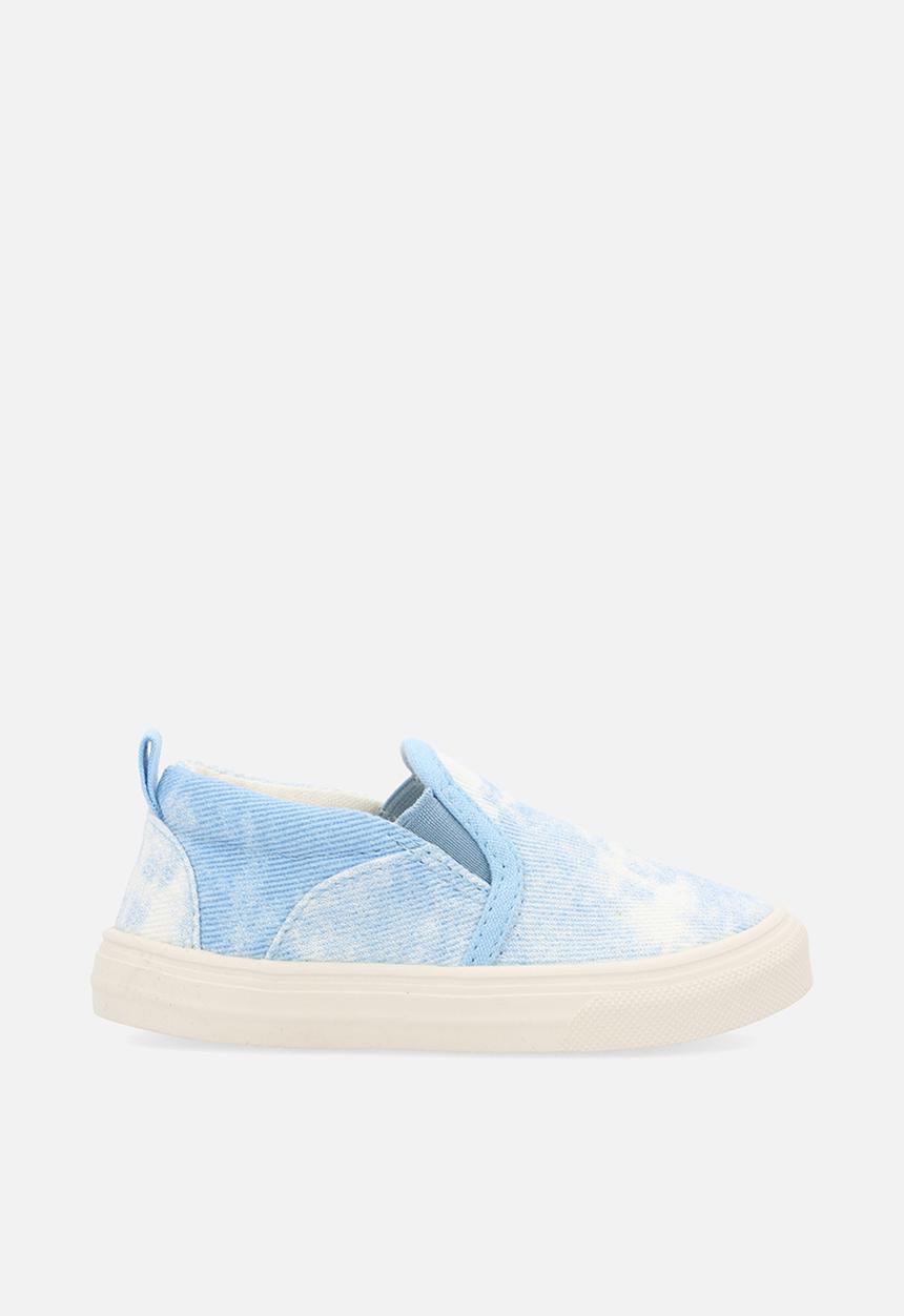 Pop Candy - Tie-dye denim slip on sneakers - blue/white