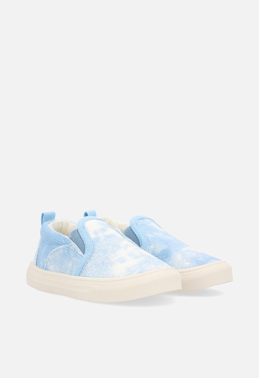 Pop Candy - Tie-dye denim slip on sneakers - blue/white