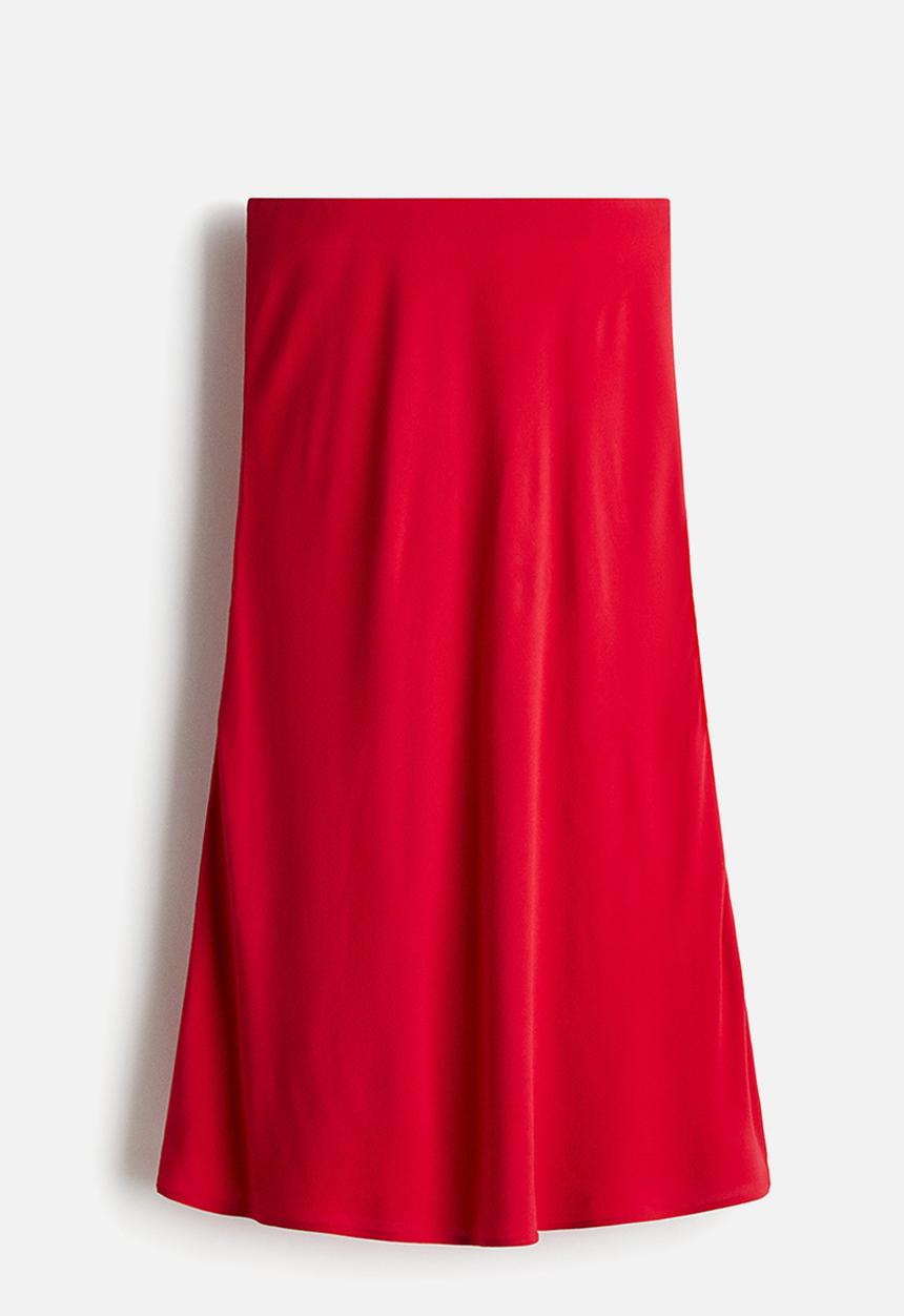 H&M - Flared slip skirt - red