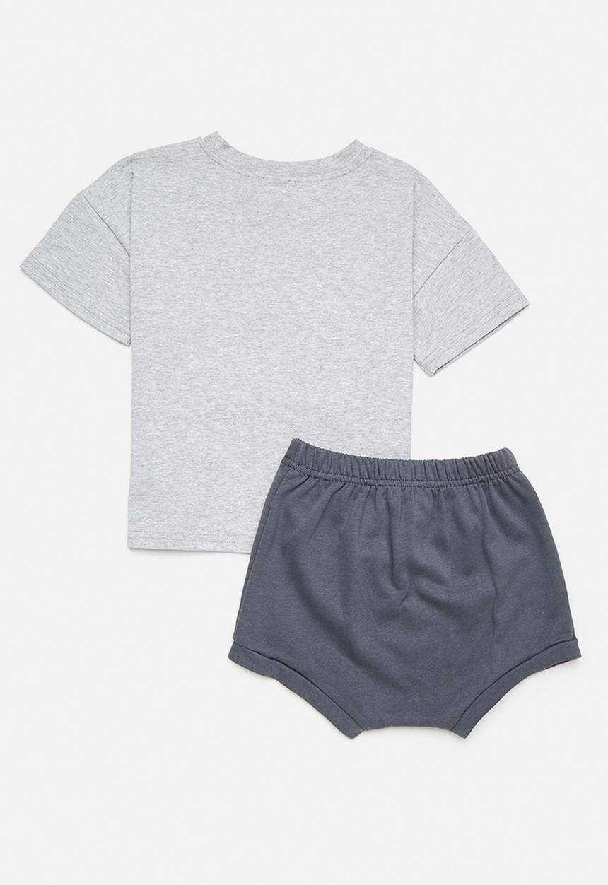 Pop Candy - Tee & shorts set - grey/navy/rainbow