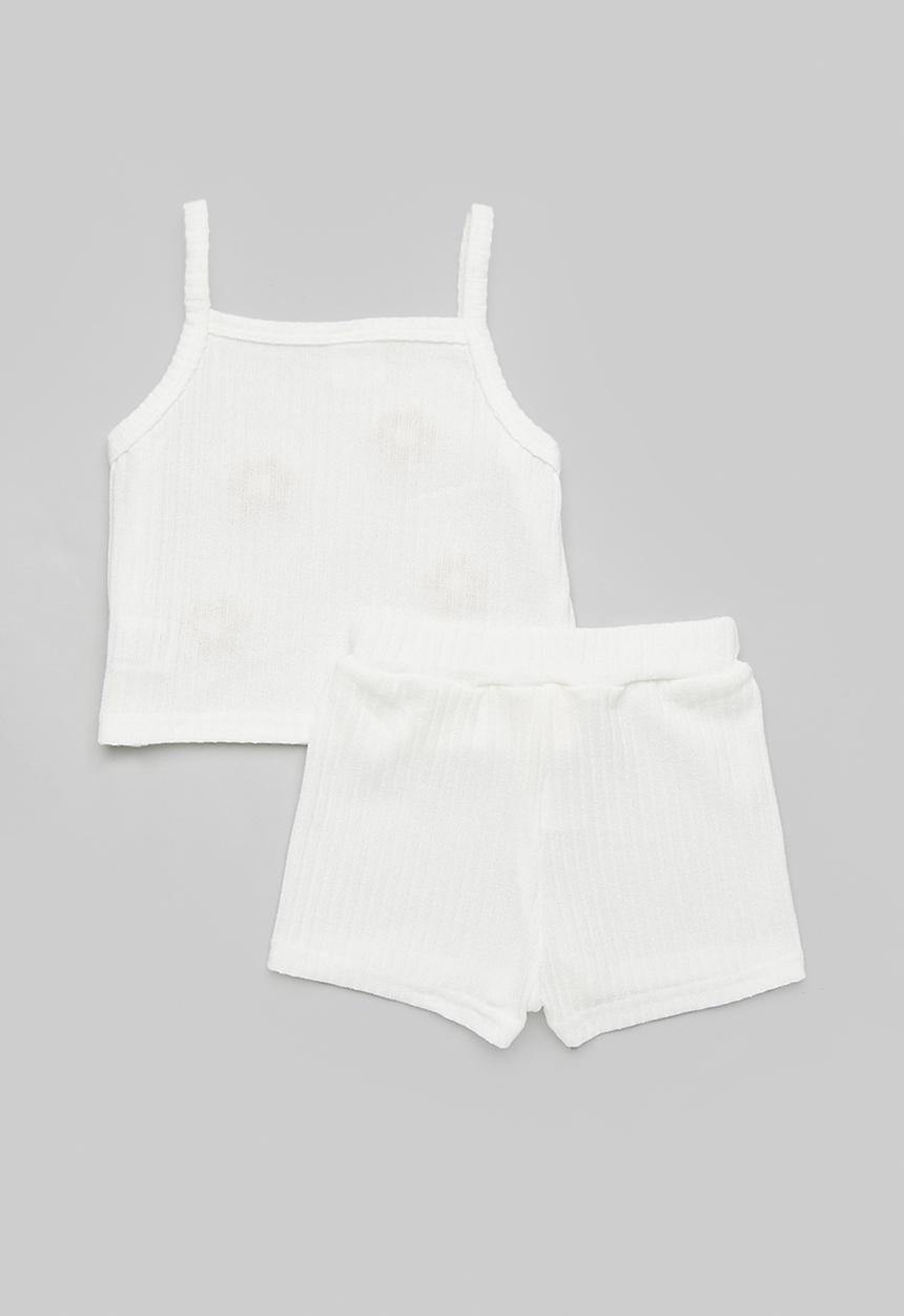 Pop Candy - Spaghetti top & shorts set - white/pink flowers