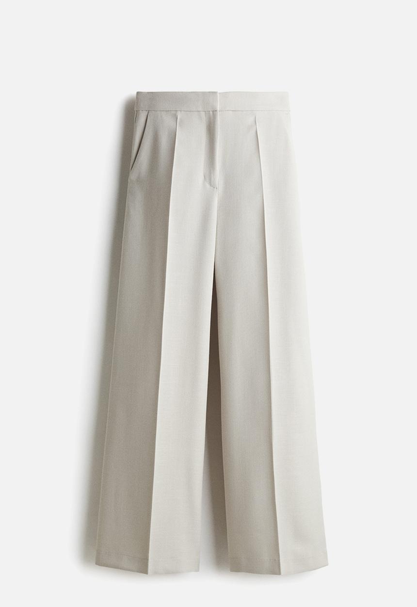 H&M - Wide tailored trousers - light beige