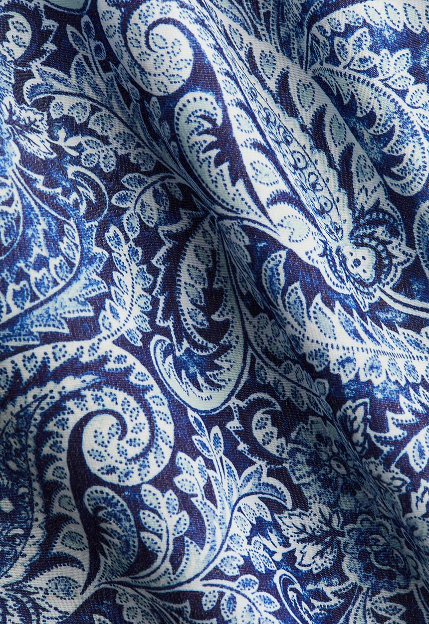 H&M - Linen-blend strappy dress - blue/paisley pattern