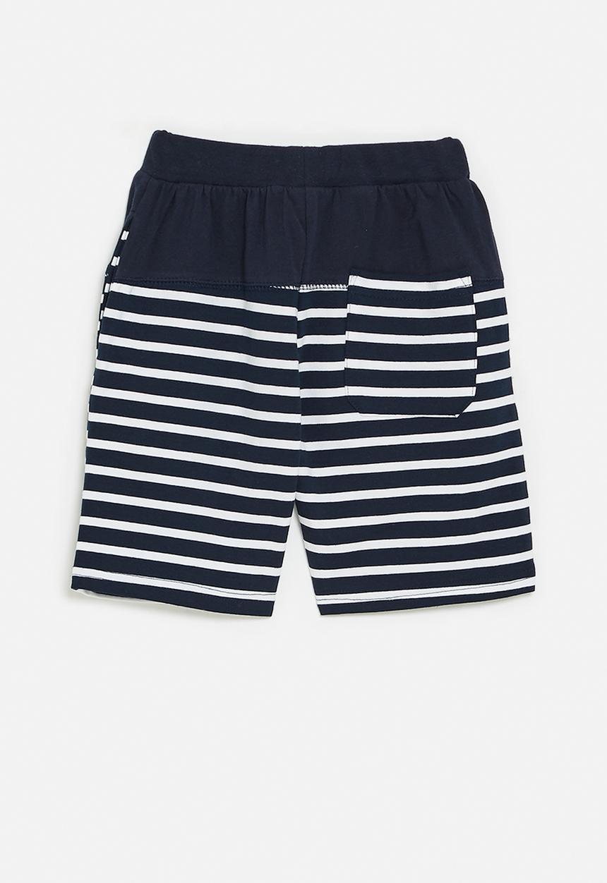 Pop Candy - Stripe shorts - navy & white