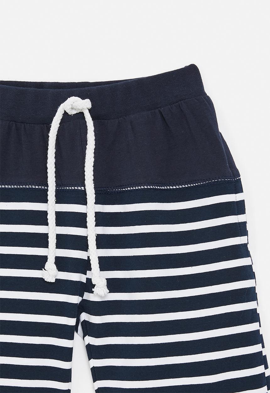 Pop Candy - Stripe shorts - navy & white