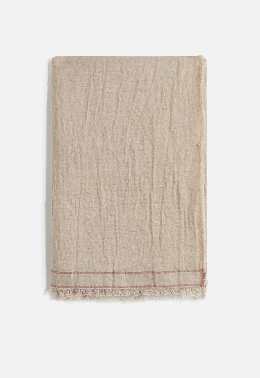 H&M - Linen-blend muslin scarf - beige
