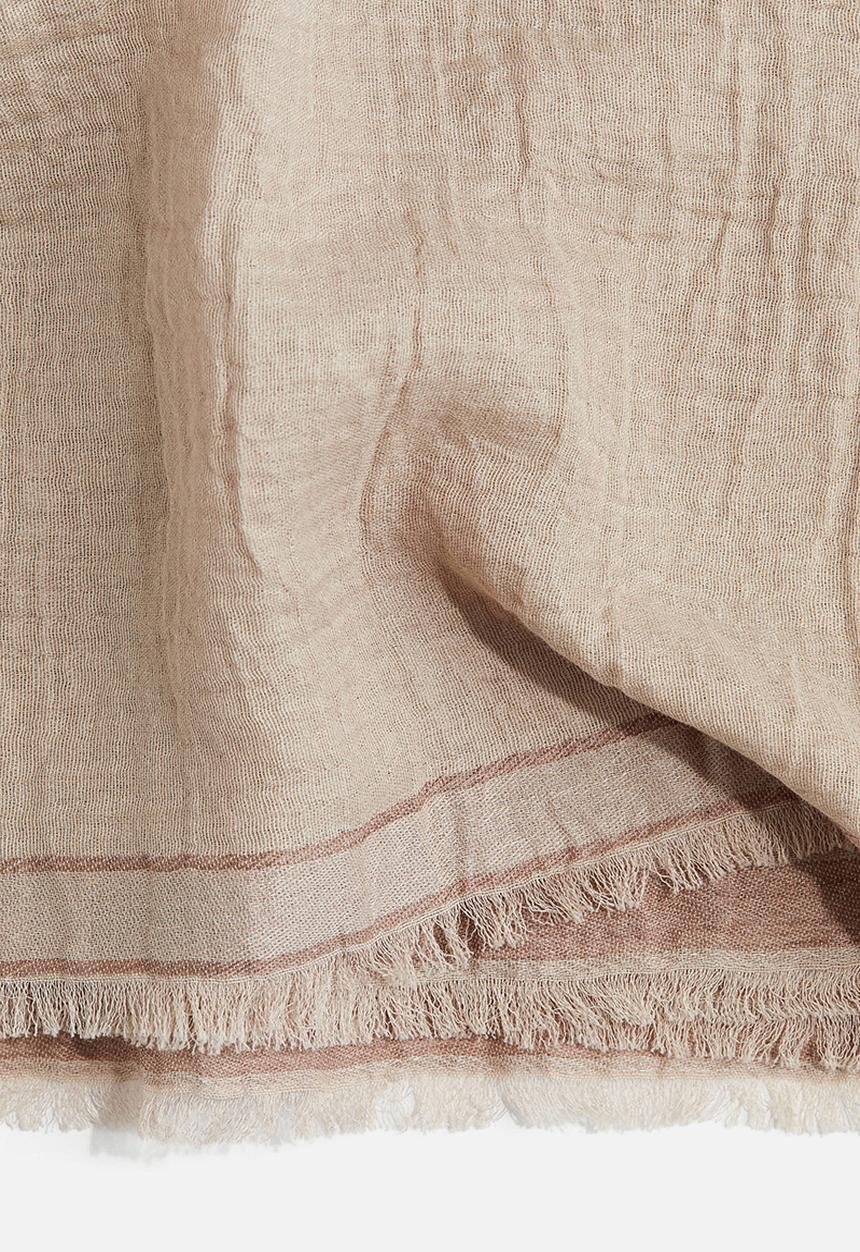 H&M - Linen-blend muslin scarf - beige